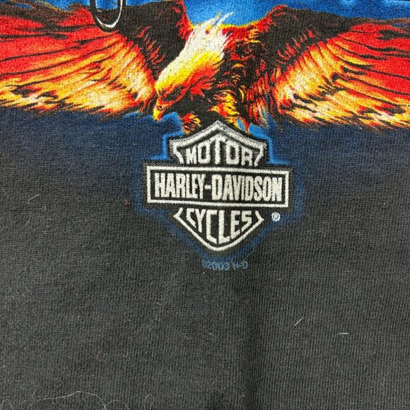 Vintage Harley Davidson Graphic Tee Mens Medium Flames Eagle Las Vegas y2k Black - Picture 5 of 10